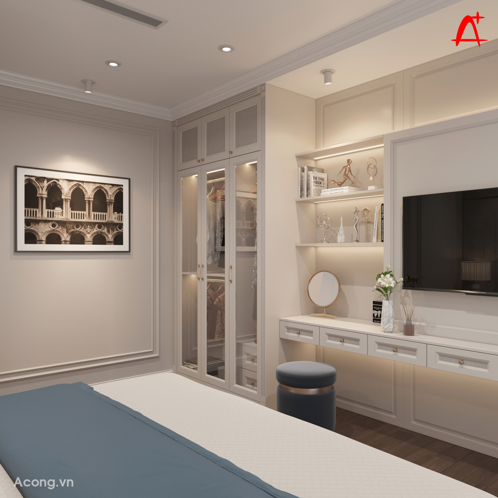 Thiết kế nội thất căn hộ chung cư cao cấp Hateco Laroma 2023: phòng ngủ đẹp